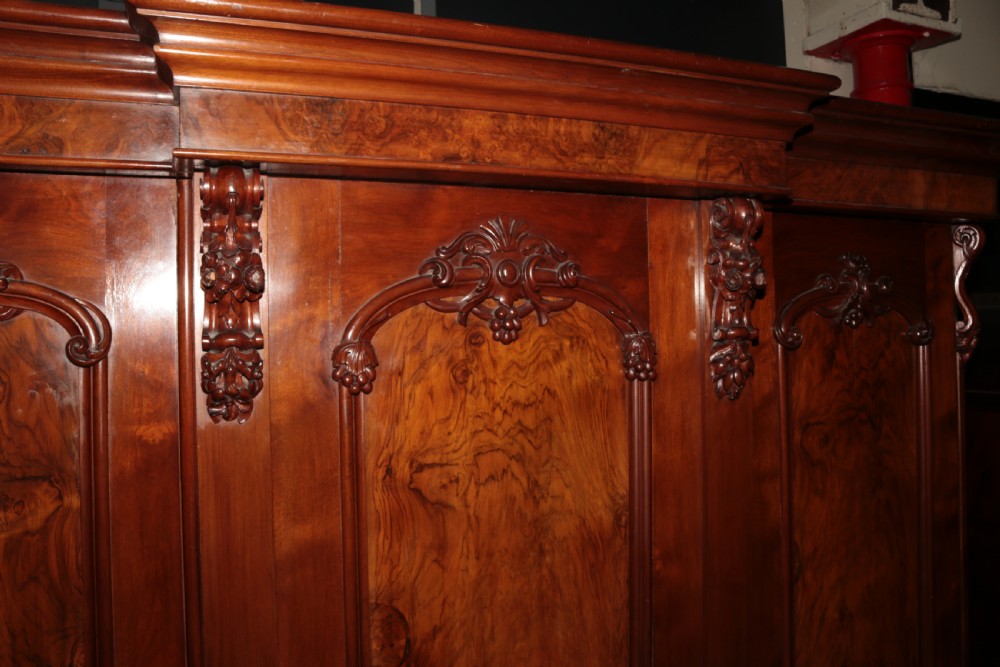 Victorian 3 door walnut wardrobe. View XVII