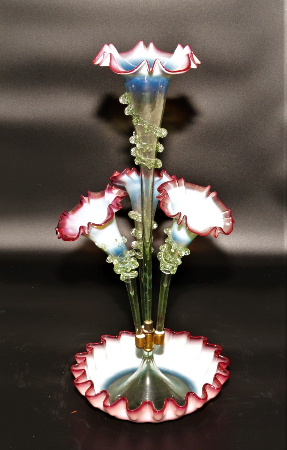 Cranberry, Vaseline glass Epergne
