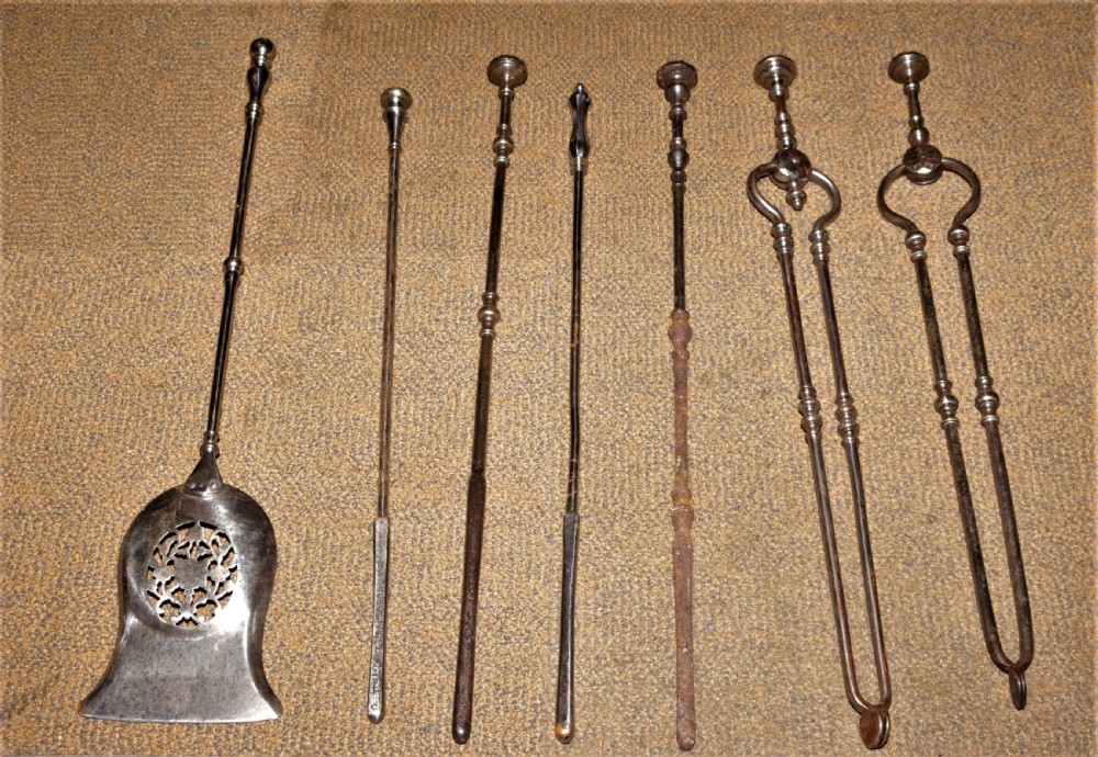 Georgian steel fire irons.