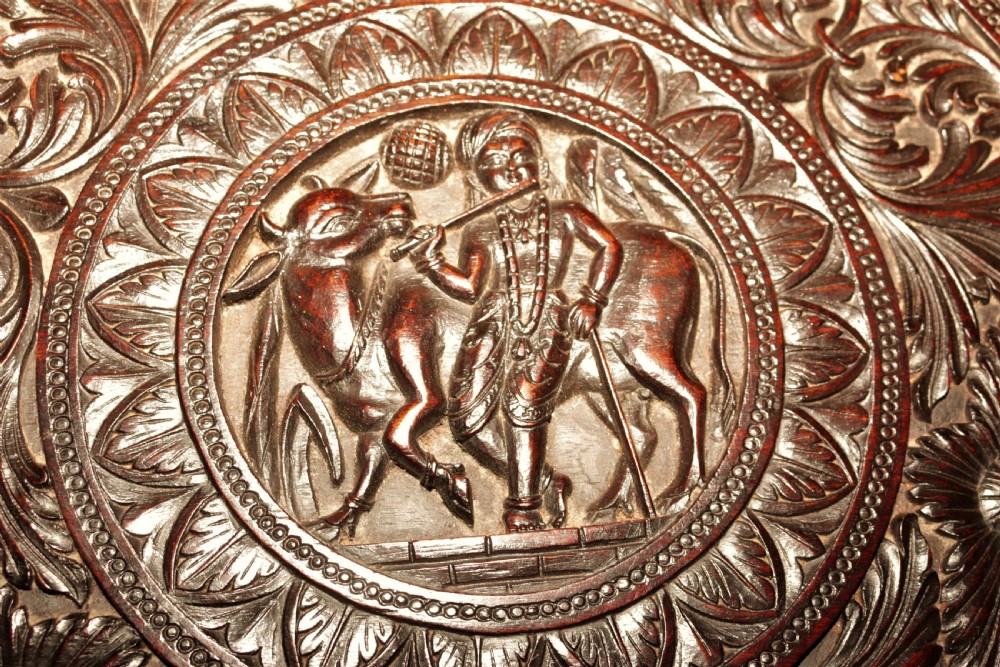 Indian carved Elephants hardwood table . View III