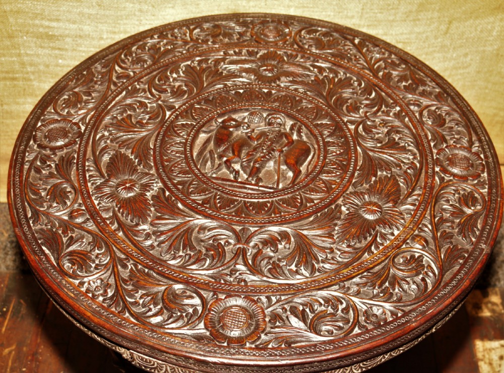 Indian carved Elephants hardwood table . View V