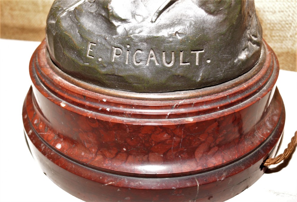 Large bronzed lamp.Greek God. by E Picault. View III
