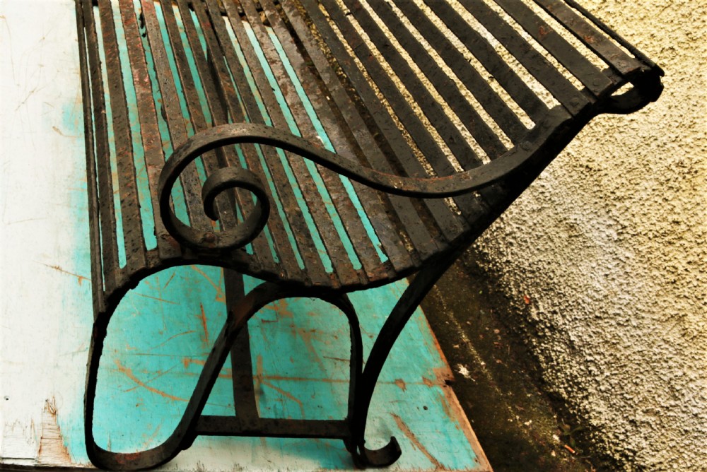 Heavy antique iron bench. View II