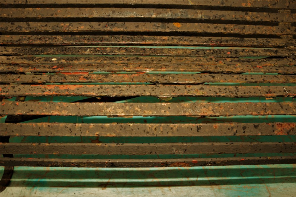 Heavy antique iron bench. View IX