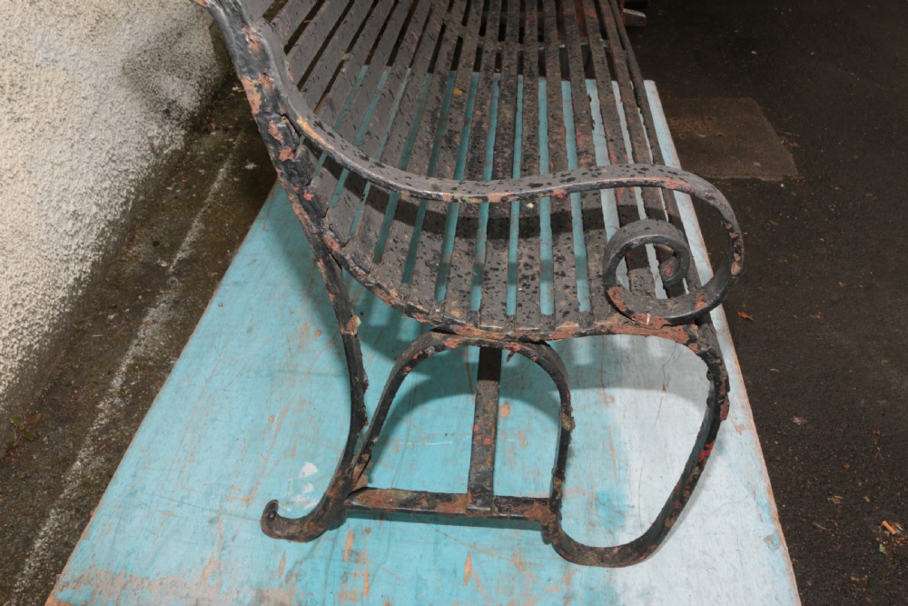 Heavy antique iron bench. View X