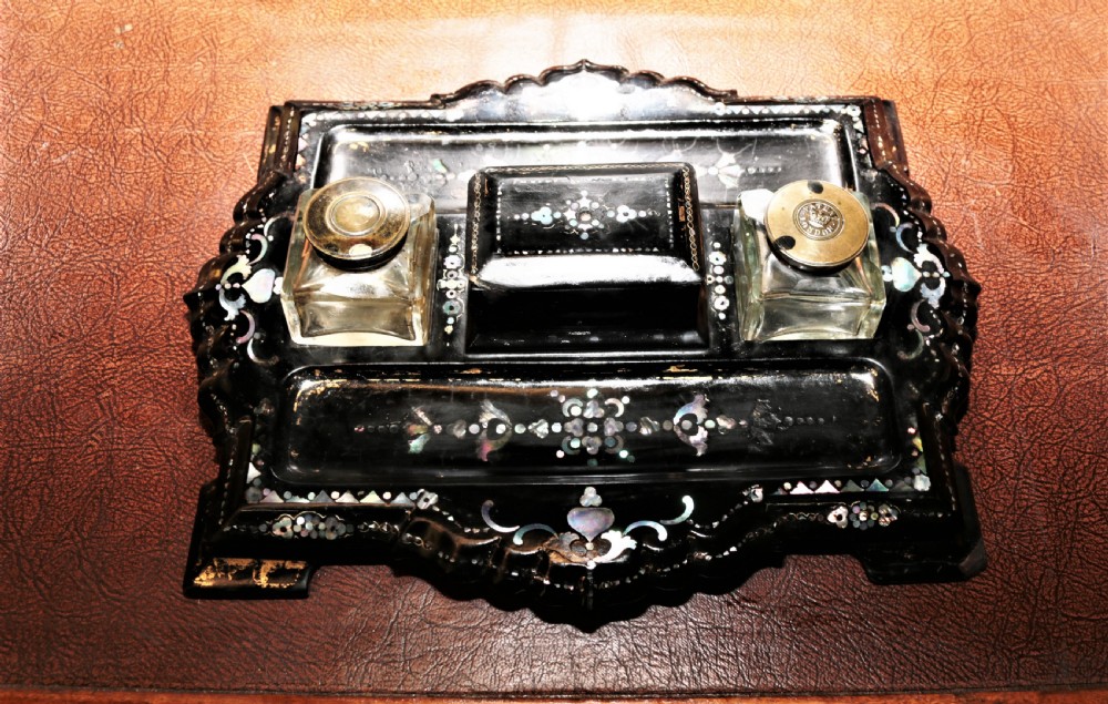 Victorian papier mache desk stand.