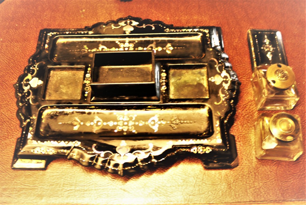 Victorian papier mache desk stand. View IV