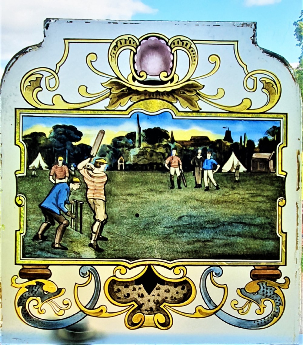 Victorian hand-painted window cricketers.