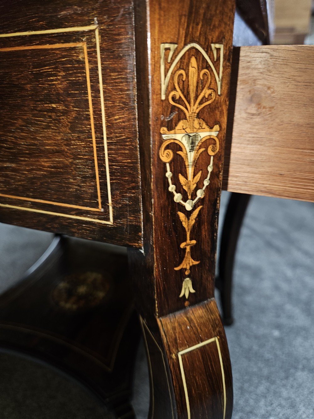 Rosewood envelope games table. View V