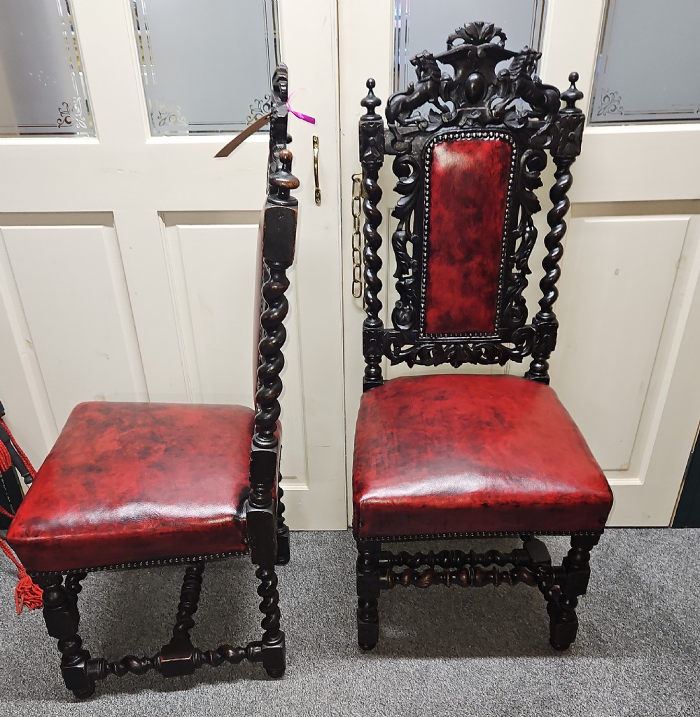 Pair of carved oak chairs  View V
