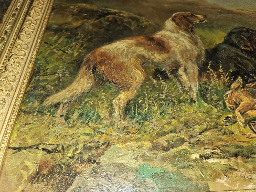 Pair oil paintings sport dogs.  View IV
