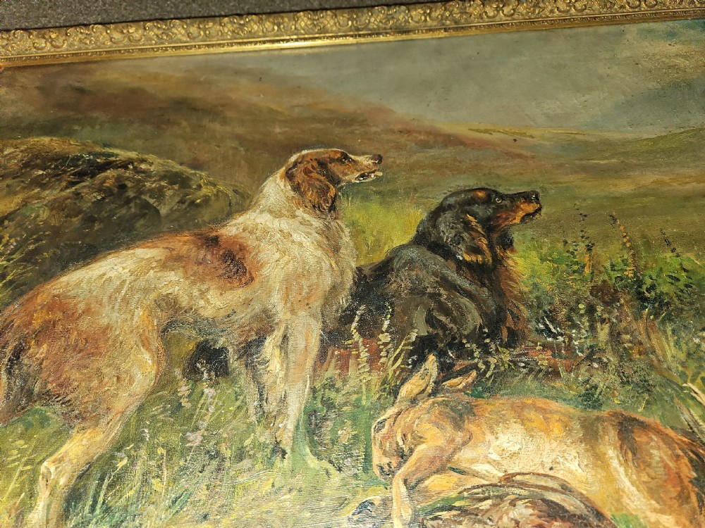 Pair oil paintings sport dogs.  View V