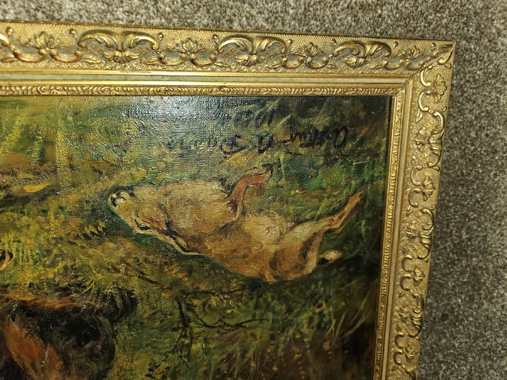 Pair oil paintings sport dogs.  View VI