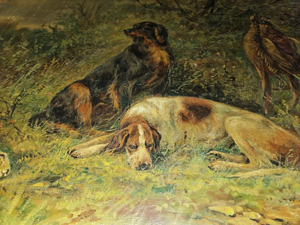 Pair oil paintings sport dogs.  View VII