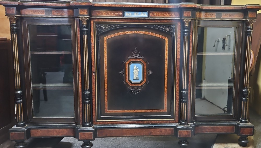 Victorian ebonised credenza. 