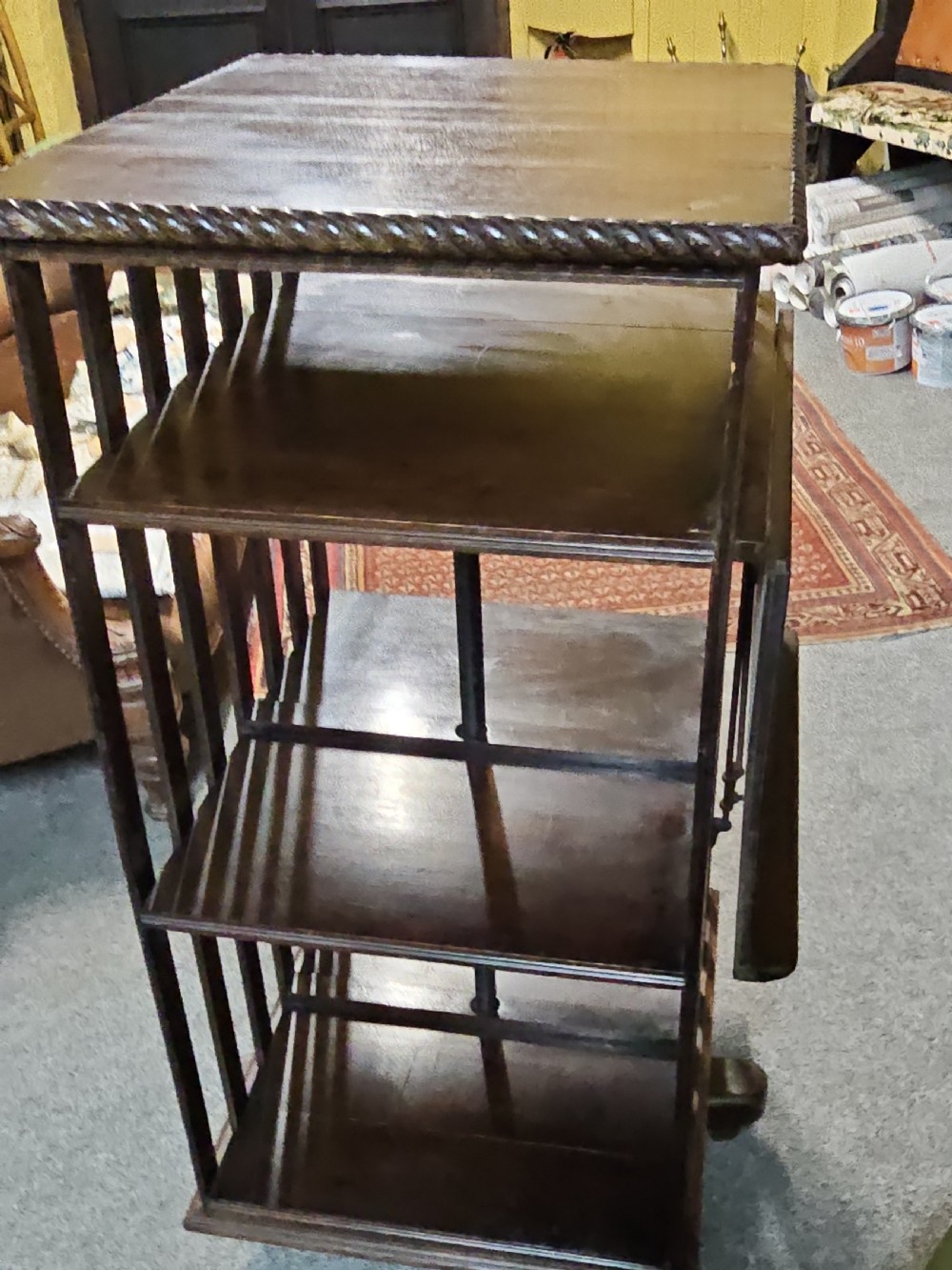 Edwardian oak revolving bookcase.  View VII