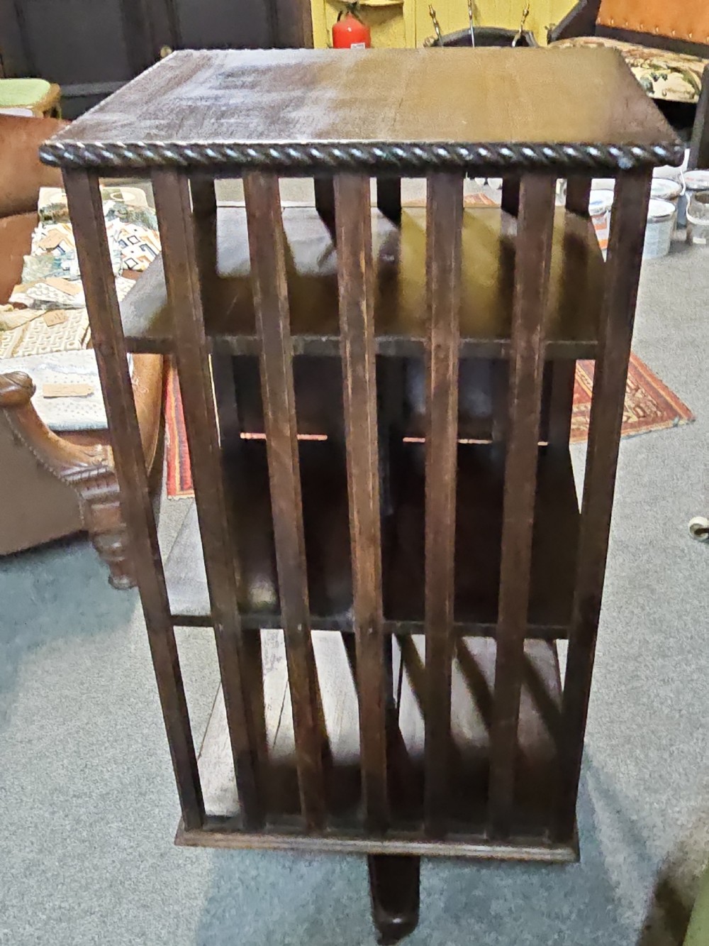 Edwardian oak revolving bookcase.  View VIII