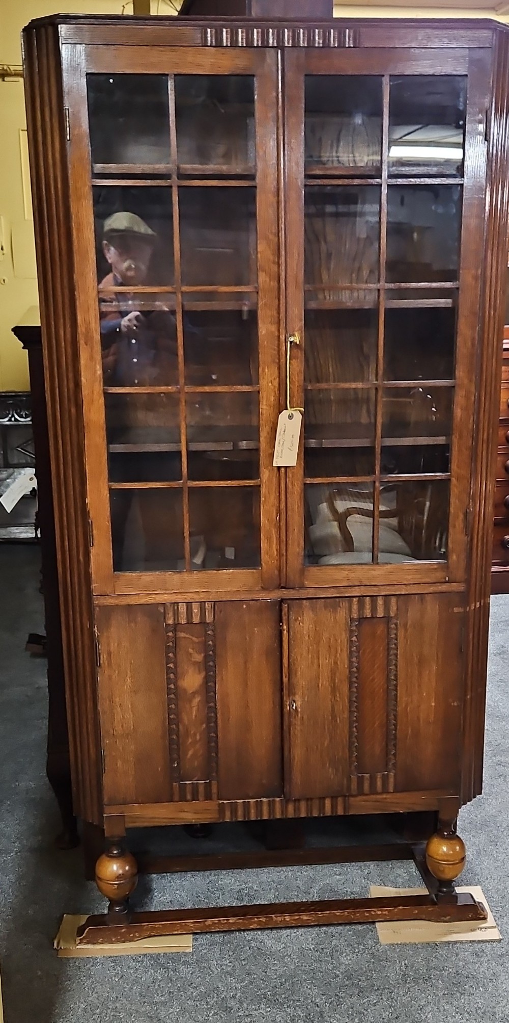Art deco oak display cabinet.
