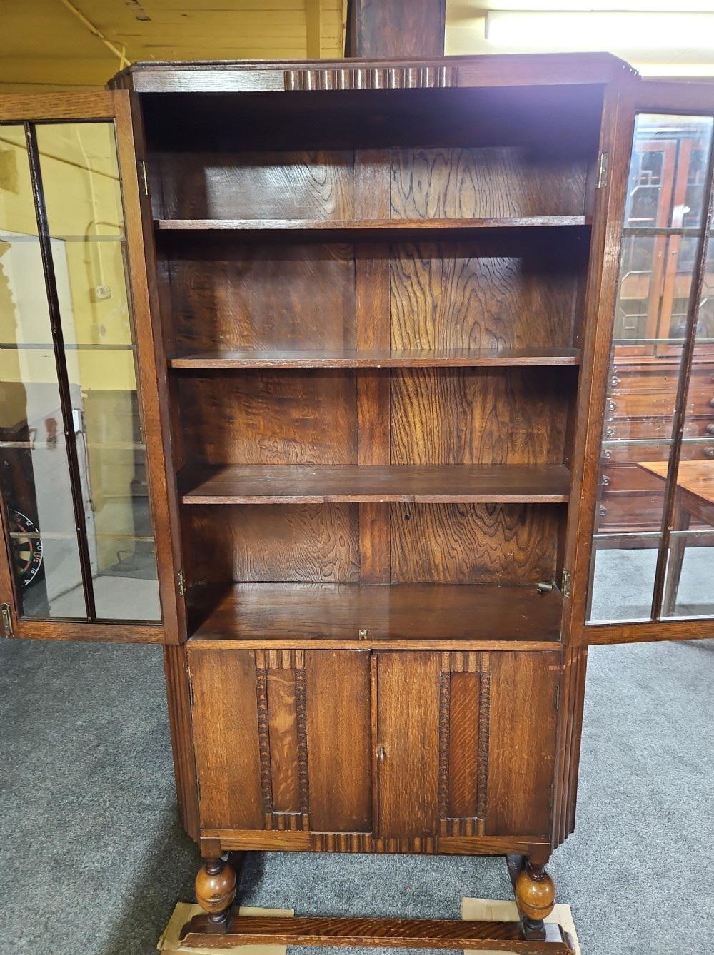 Art deco oak display cabinet. View IV