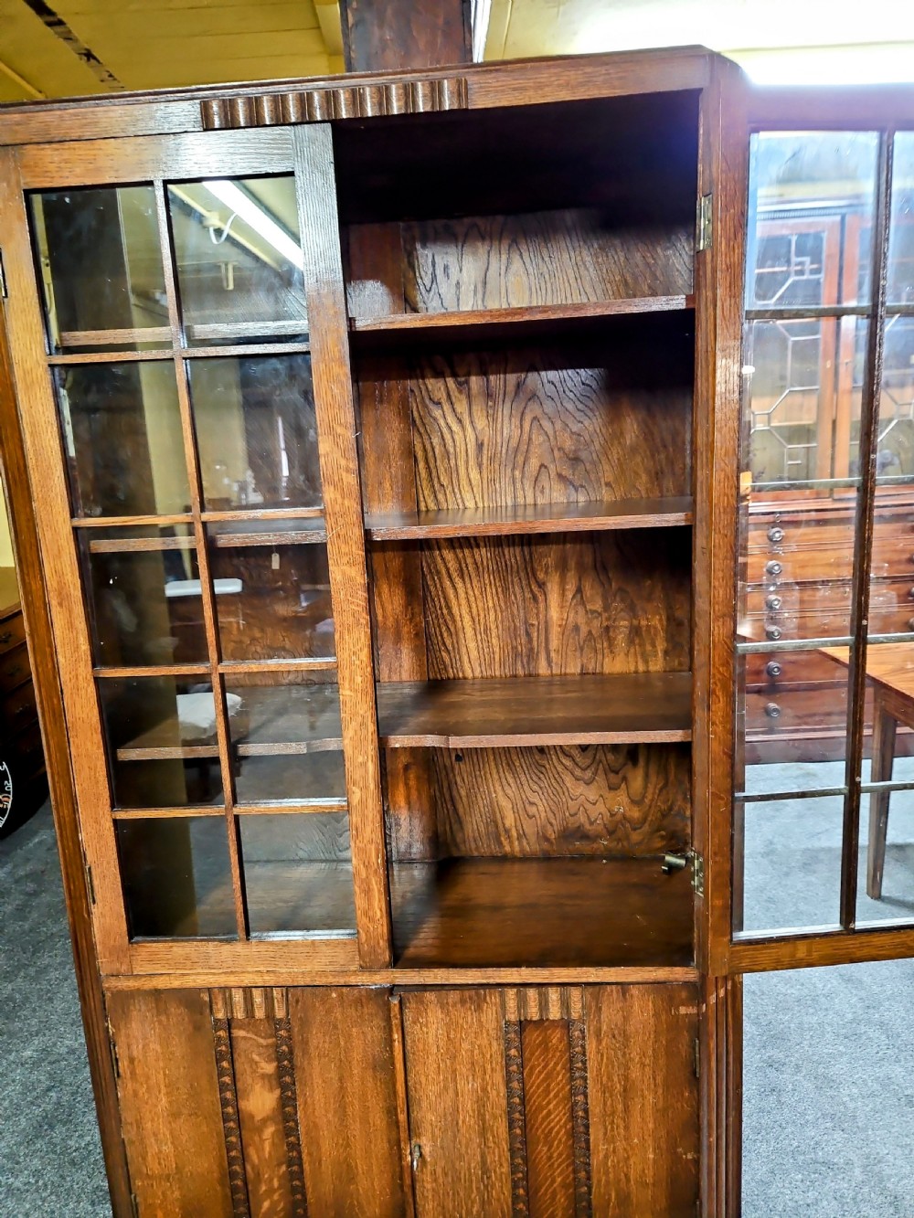 Art deco oak display cabinet. View V