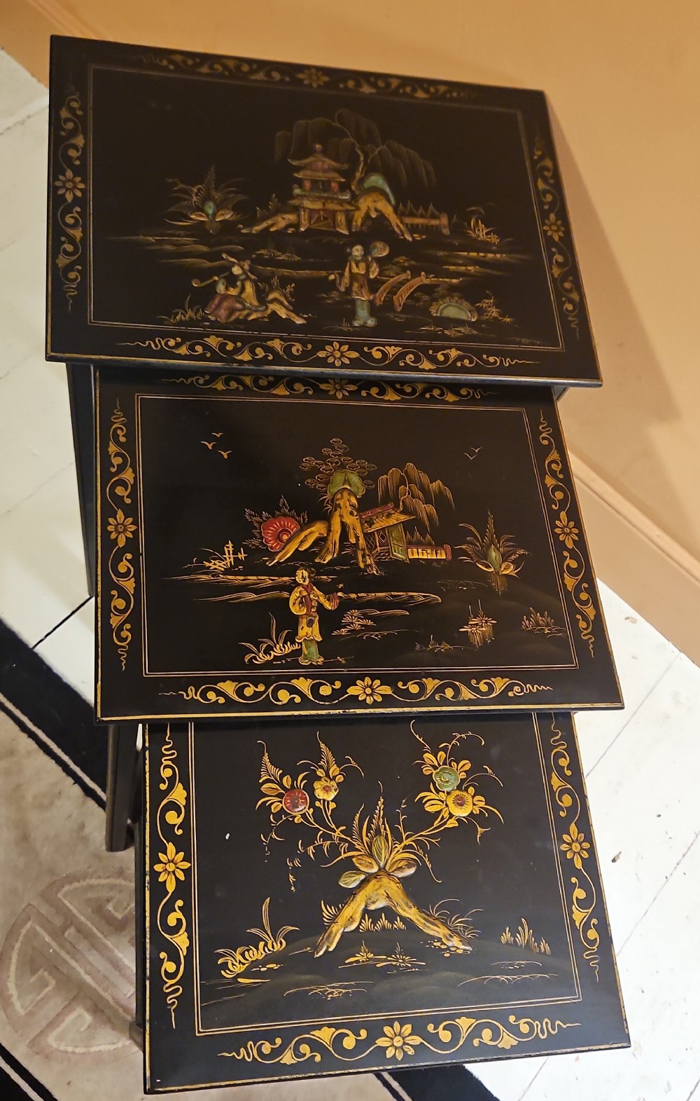 Nest of 3 chinoiserie lamp tables View VI
