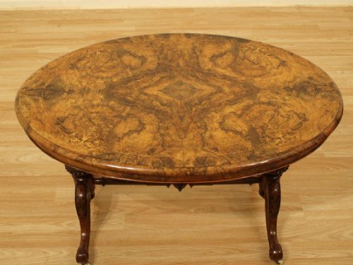 A Burr Walnut Victorian Period Oval Coffee Table (Adapted)