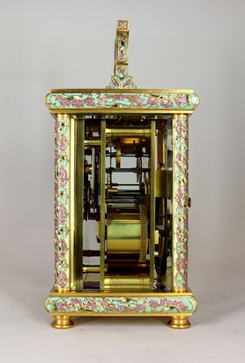 A CHAMPLEV REPEATING CARRIAGE CLOCK BE EMAURICE CIE PARIS - ADDITIONAL PHOTO 2
