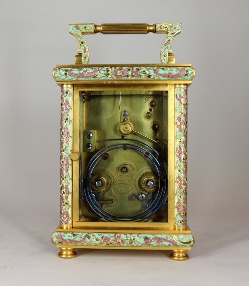 A CHAMPLEV REPEATING CARRIAGE CLOCK BE EMAURICE CIE PARIS - ADDITIONAL PHOTO 3