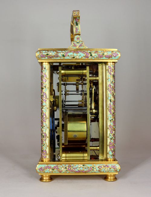 A CHAMPLEV REPEATING CARRIAGE CLOCK BE EMAURICE CIE PARIS - ADDITIONAL PHOTO 6