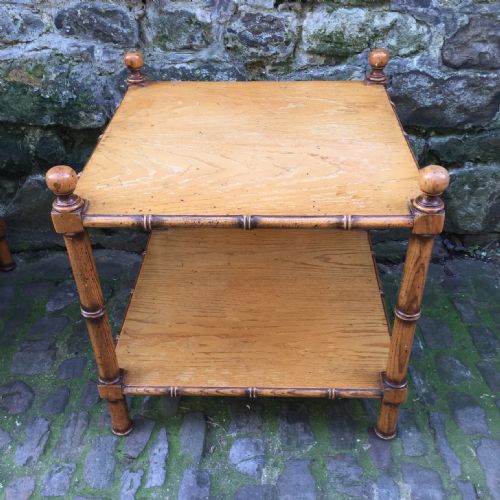 PAIR OF EDWARDIAN TWO TIER OAK SIDE TABLES - ADDITIONAL PHOTO 4