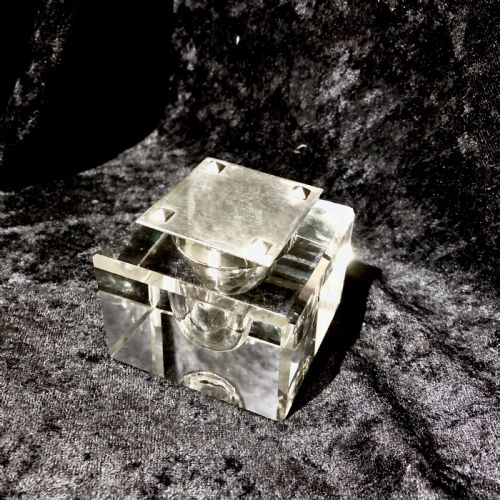 art deco silver and crystal inkwell by cartier - CATEGORY: ANTIQUE SILVER - DATED 1930