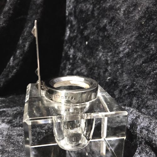 ART DECO SILVER AND CRYSTAL INKWELL BY CARTIER - ADDITIONAL PHOTO 2