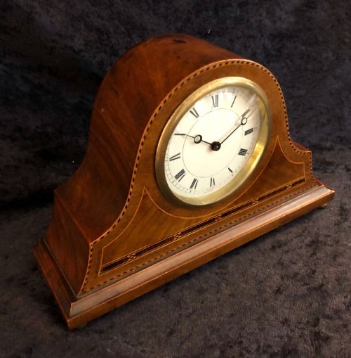 EDWARDIAN MAHOGANY MANTLE CLOCK TIMEPIECE - ADDITIONAL PHOTO 4