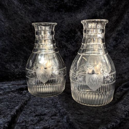 a fine pair of georgian cut crystal carafes - CATEGORY: ANTIQUE GLASS - DATED GEORGIAN