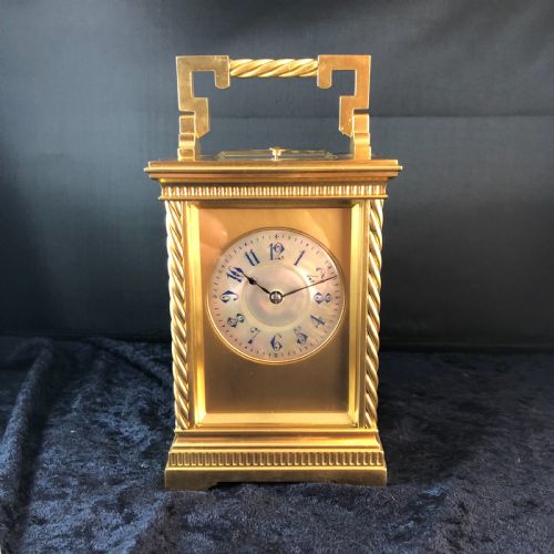 A FINE LATE 19TH CENTURY GILT BRASS CARRIAGE CLOCK BY DROCOURT - ADDITIONAL PHOTO 2