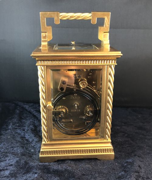 A FINE LATE 19TH CENTURY GILT BRASS CARRIAGE CLOCK BY DROCOURT - ADDITIONAL PHOTO 3