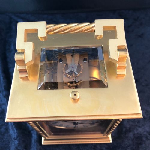 A FINE LATE 19TH CENTURY GILT BRASS CARRIAGE CLOCK BY DROCOURT - ADDITIONAL PHOTO 5