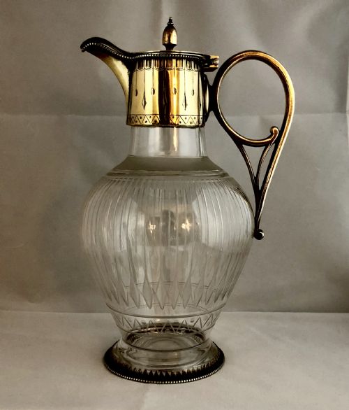 late 19th century arts and crafts claret jug - CATEGORY: ANTIQUE GLASS - DATED 1880