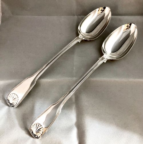 pair of william iv silver basting or serving spoons london 1830 - CATEGORY: ANTIQUE SILVER - DATED 19TH CENTURY