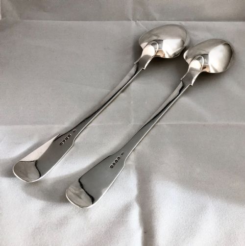 PAIR OF WILLIAM IV SILVER BASTING OR SERVING SPOONS LONDON 1830 - ADDITIONAL PHOTO 1