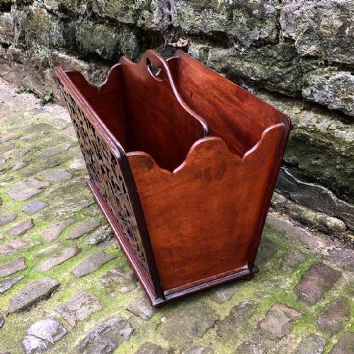 A MID VICTORIAN MAHOGANY MAGAZINE RACK OR CANTERBURY - ADDITIONAL PHOTO 2
