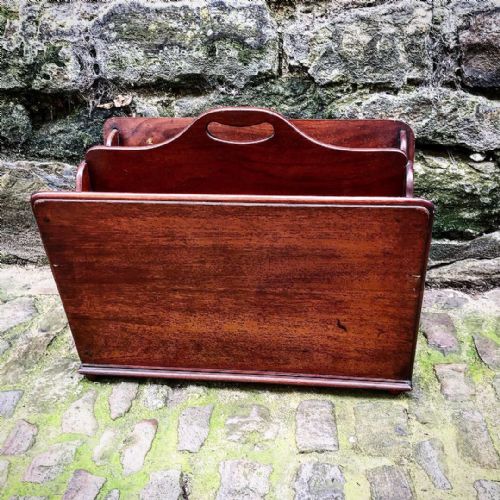 A MID VICTORIAN MAHOGANY MAGAZINE RACK OR CANTERBURY - ADDITIONAL PHOTO 4