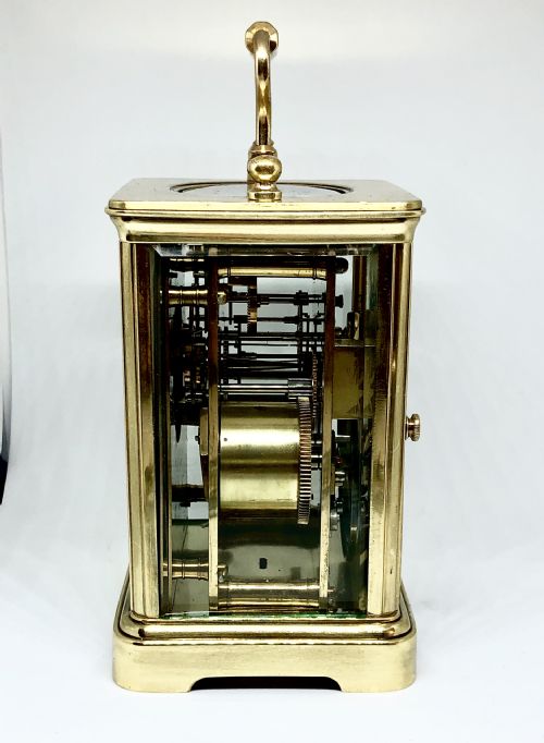 A LATE 19TH CENTURY FRENCH GILT BRASS CARRIAGE CLOCK - ADDITIONAL PHOTO 4