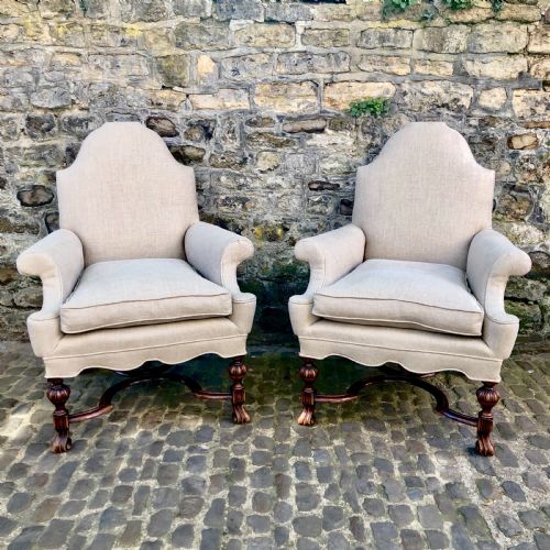 a pair of late 19th century walnut armchairs - CATEGORY: ANTIQUE CHAIRS - DATED 19TH CENTURY