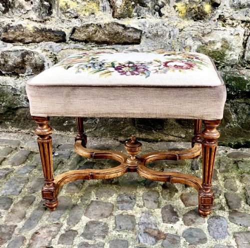 a louis xvi style walnut dressing table stool - CATEGORY: ANTIQUE STOOLS - DATED 19TH CENTURY