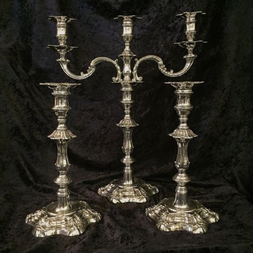 a regency old sheffield plate table garniture candelabrum - CATEGORY: ANTIQUE SILVER - DATED REGENCY