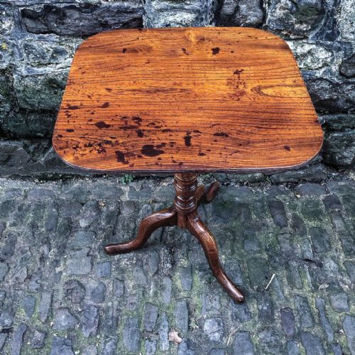 A GEORGE III ELM SNAP TOP TABLE - ADDITIONAL PHOTO 1
