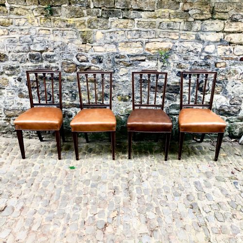 a set of four sheraton revival mahogany dining chairs - CATEGORY: ANTIQUE CHAIRS - DATED 1900