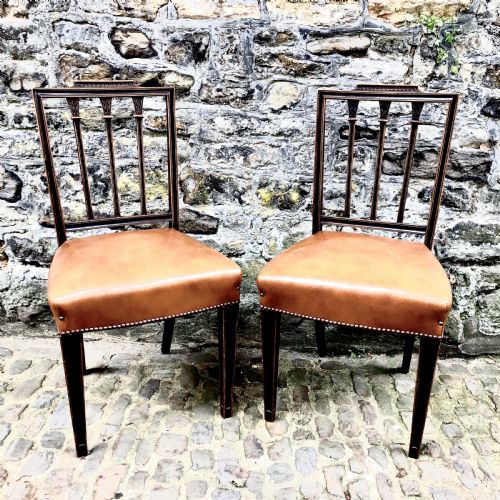 A SET OF FOUR SHERATON REVIVAL MAHOGANY DINING CHAIRS - ADDITIONAL PHOTO 1