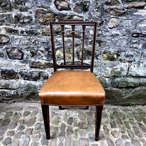 A SET OF FOUR SHERATON REVIVAL MAHOGANY DINING CHAIRS - ADDITIONAL PHOTO 2